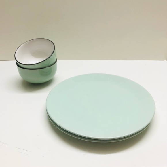 IKEA 4-Piece Plate and Bowl Set, 10866 and 18431, Pastel Green - Picture 2 of 4